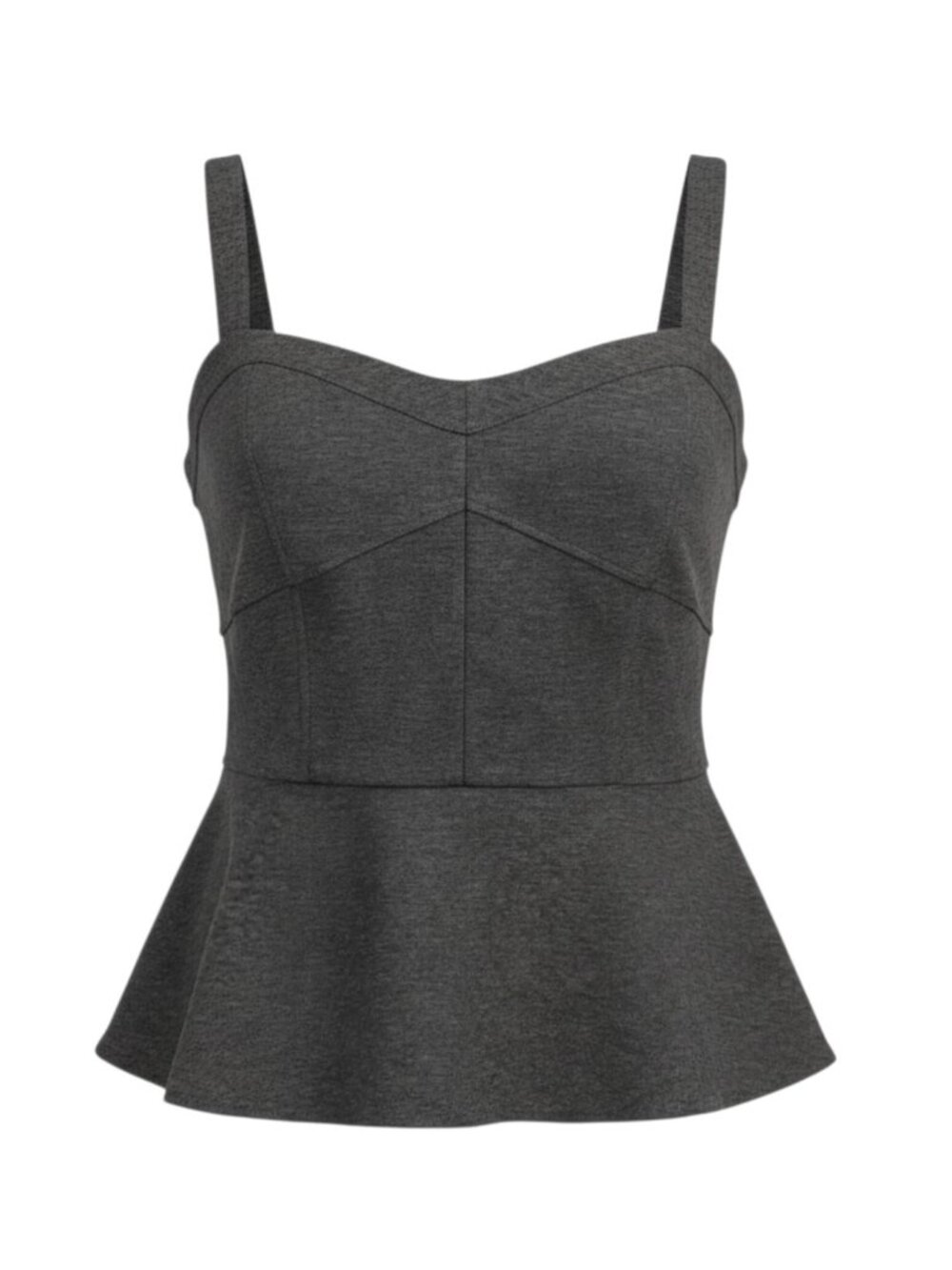 ​Cabi Bustier Peplum Top 12 Charcoal Gray Ponte Knit 552 Adjustable Strap Tank